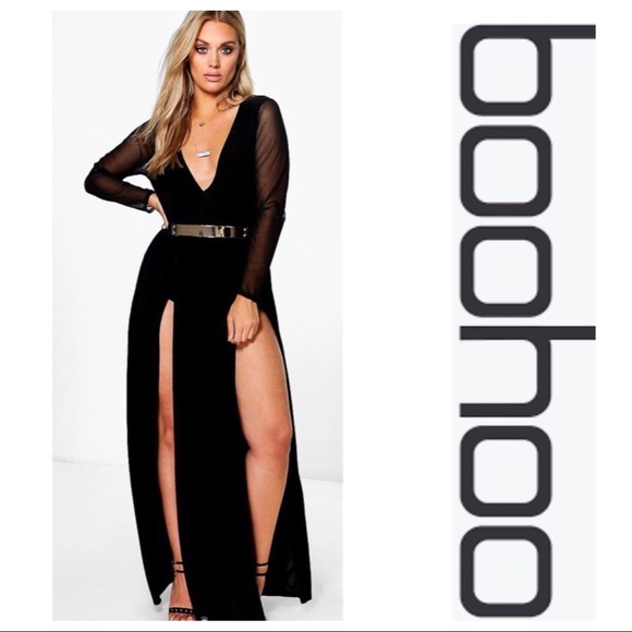 boohoo slit dress